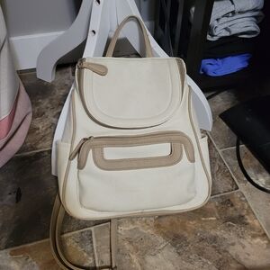 Stylish Cream and Tan Women's Backpack Purse